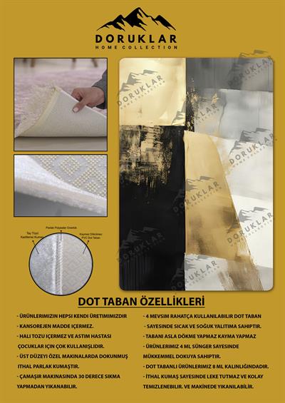 Kaymaz Taban Yıkanabilir Dijital Baskı Dekoratif Modern Desenli Dot Taban Halı Soft  Serisi SFT03