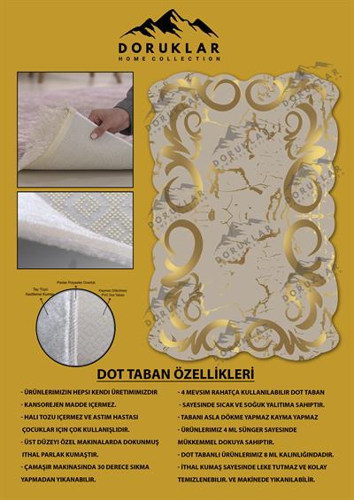 Kaymaz Taban Yıkanabilir Dijital Baskı Dekoratif Modern Desenli Elegance Serisi Lazer Kesim Dot Taban Halı ELG54