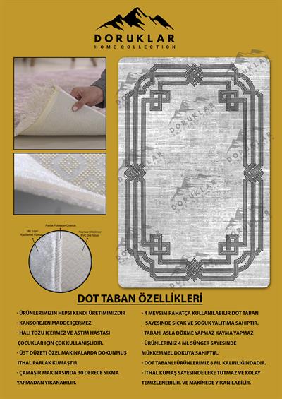 Kaymaz Taban Yıkanabilir Dijital Baskı Dekoratif Modern Desenli Dot Taban Halı Nova Serisi NV22