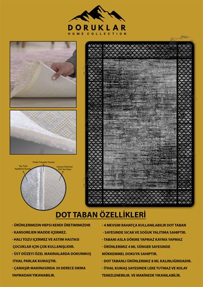 Kaymaz Taban Yıkanabilir Dijital Baskı Dekoratif Modern Desenli Dot Taban Halı Nova Serisi NV72
