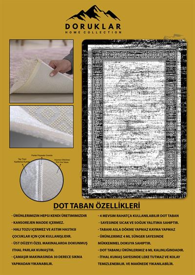 Kaymaz Taban Yıkanabilir Dijital Baskı Dekoratif Modern Desenli Dot Taban Halı Nova Serisi NV81