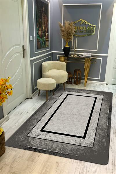 Kaymaz Taban Yıkanabilir Dijital Baskı Eskitme Desenli Salon Halısı