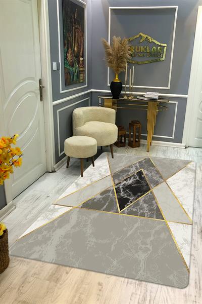 Kaymaz Taban Yıkanabilir Dijital Baskı Mermer Desenli Halı