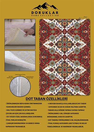 Kaymaz Taban Yıkanabilir Dijital Baskı Dekoratif Modern Desenli Dot Taban Halı Nes V2 Serisi NES022