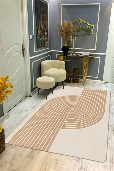 Kaymaz Taban Yıkanabilir Dijital Baskı Dekoratif Modern Desenli Dot Taban Halı Soft  Serisi SFT24