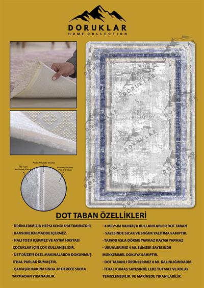 Kaymaz Taban Yıkanabilir Dijital Baskı Eskitme Desenli Salon Halısı