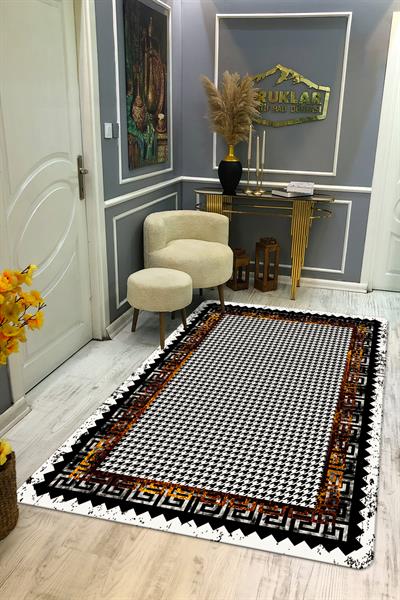 Kaymaz Taban Yıkanabilir Dijital Baskı Dekoratif Modern Desenli Dot Taban Halı Nova Serisi NV121