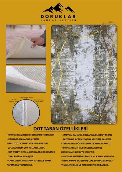 Kaymaz Taban Yıkanabilir Dijital Baskı Eskitme Desenli Salon Halısı