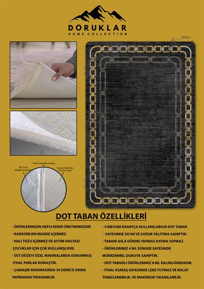 Kaymaz Taban Yıkanabilir Dijital Baskı Dekoratif Modern Desenli Dot Taban Halı Nova Serisi NV106