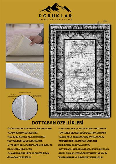 Kaymaz Taban Yıkanabilir Dijital Baskı Dekoratif Modern Desenli Dot Taban Halı Nova Serisi NV96