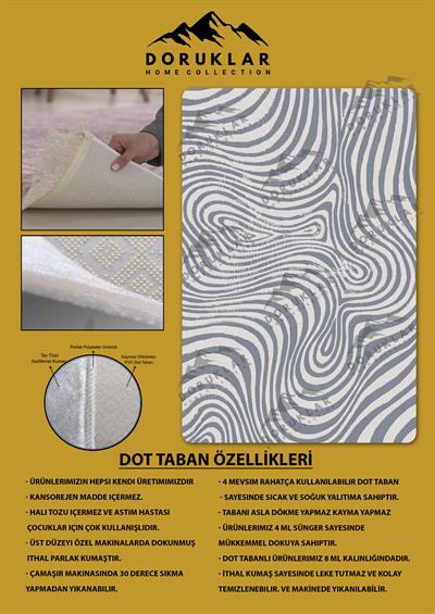 Kaymaz Taban Yıkanabilir Dijital Baskı Dekoratif Modern Desenli Retro Serisi Dot Taban Halı RTR09