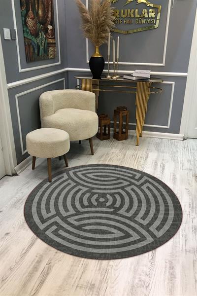 Kaymaz Taban Yıkanabilir Dijital Baskı Dekoratif Modern Desenli Maze Serisi Dot Taban Halı MZ08