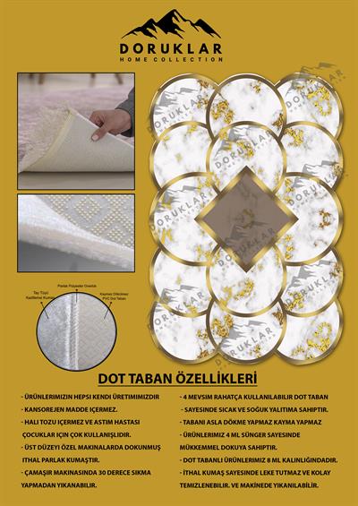 Kaymaz Taban Yıkanabilir Dijital Baskı Dekoratif Modern Desenli Elegance Serisi Lazer Kesim Dot Taban Halı ELG65