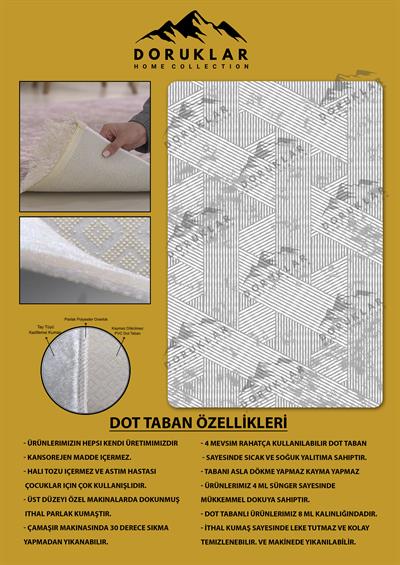 Kaymaz Taban Yıkanabilir Dijital Baskı Dekoratif Modern Desenli NesV2 Serisi Dot Taban Halı N2S01