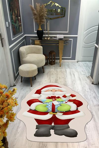 Kaymaz Taban Yıkanabilir Dijital Baskı Yılbaşı Desenli Dot Taban Halı