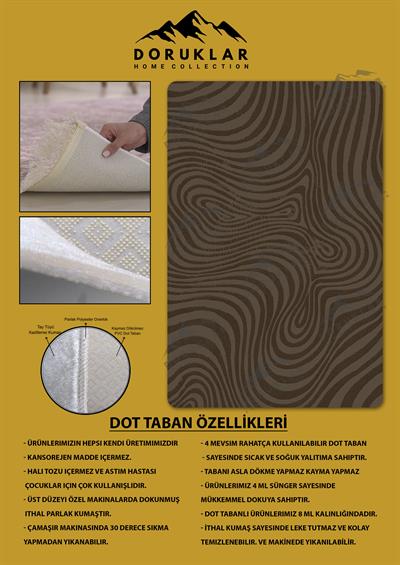 Kaymaz Taban Yıkanabilir Dijital Baskı Dekoratif Modern Desenli Retro Serisi Dot Taban Halı RTR06
