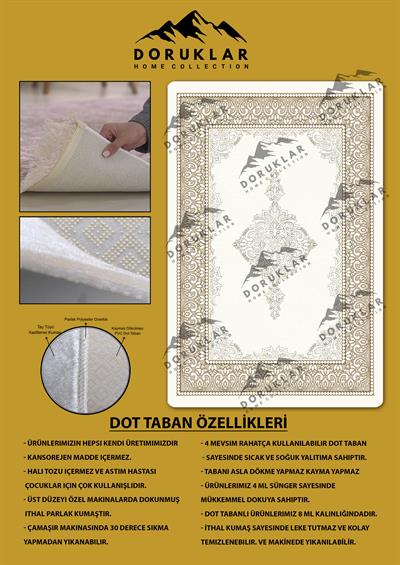 Kaymaz Taban Yıkanabilir Dijital Baskı Modern Klasik Desenli Halı