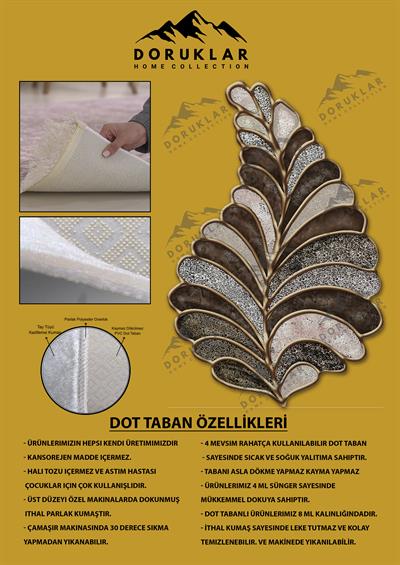 Kaymaz Taban Yıkanabilir Dijital Baskı Dekoratif Modern Desenli Elegance Serisi Lazer Kesim Dot Taban Halı ELG23