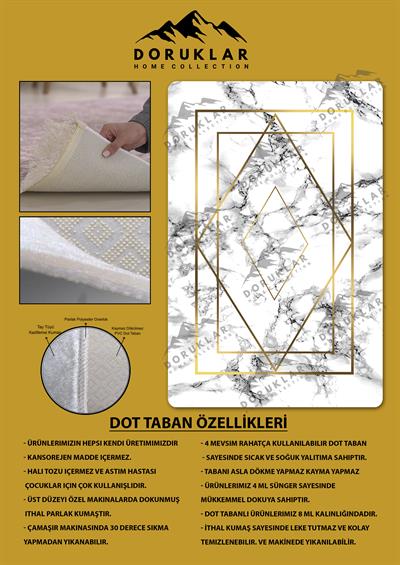 Kaymaz Taban Yıkanabilir Dijital Baskı Dekoratif Modern Desenli Dot Taban Halı Nova Serisi NV111