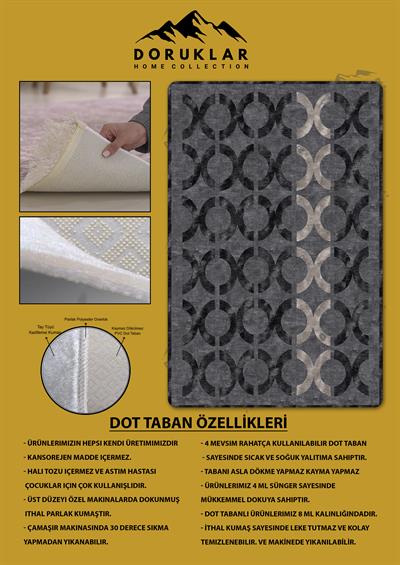 Kaymaz Taban Yıkanabilir Dijital Baskı Dekoratif Modern Desenli NesV2 Serisi Dot Taban Halı N2S10