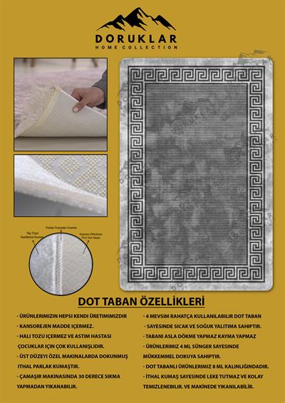 Kaymaz Taban Yıkanabilir Dijital Baskı Dekoratif Modern Desenli Dot Taban Halı Nova Serisi NV94
