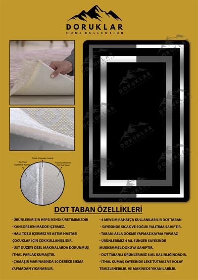 Kaymaz Taban Yıkanabilir Dijital Baskı Dekoratif Modern Desenli Dot Taban Halı Nova Serisi NV51