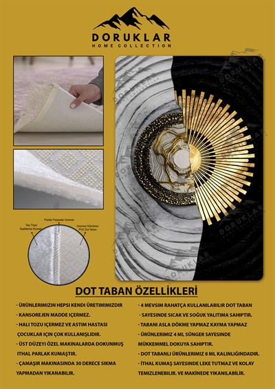 Kaymaz Taban Yıkanabilir Dijital Baskı Dekoratif Modern Desenli Dot Taban Halı Soft  Serisi SFT41