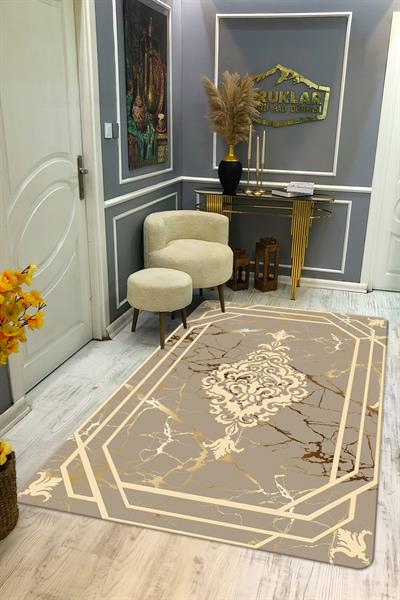 Kaymaz Taban Yıkanabilir Dijital Baskı Dekoratif Modern Desenli Dot Taban Halı Nova Serisi NV57