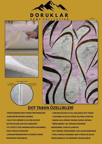 Kaymaz Taban Yıkanabilir Dijital Baskı Dekoratif Modern Desenli Marry Serisi Dot Taban Halı MRY01