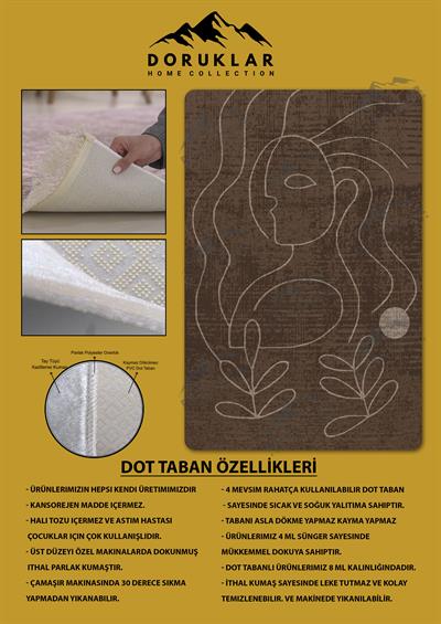 Kaymaz Taban Yıkanabilir Dijital Baskı Dekoratif Modern Desenli Retro Serisi Dot Taban Halı RTR03