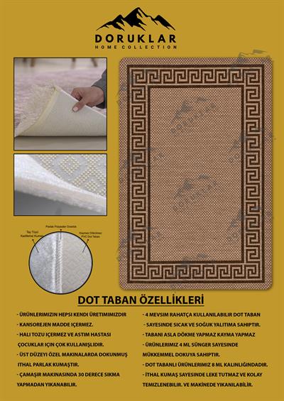 Kaymaz Taban Yıkanabilir Dijital Baskı Dekoratif Modern Desenli Dot Taban Halı Nova Serisi NV44