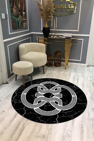 Kaymaz Taban Yıkanabilir Dijital Baskı Dekoratif Modern Desenli Yuvarlak Dot Taban Halı