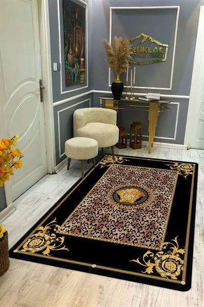 Kaymaz Taban Yıkanabilir Dijital Baskı Dekoratif Modern Desenli Lux Serisi Dot Taban Halı L12