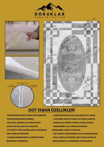 Kaymaz Taban Yıkanabilir Dijital Baskı Dekoratif Modern Desenli Dot Taban Halı Nova Serisi NV90
