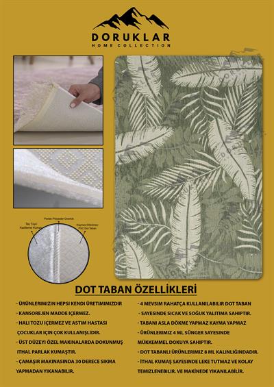 Kaymaz Taban Yıkanabilir Dijital Baskı Dekoratif Modern Desenli Dora Serisi Dot Taban Halı DR06
