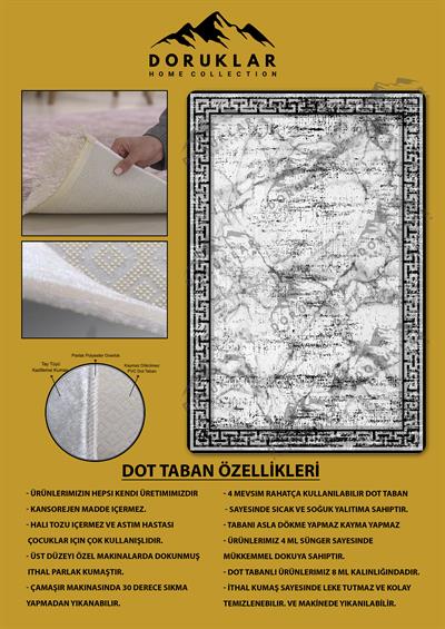 Kaymaz Taban Yıkanabilir Dijital Baskı Dekoratif Modern Desenli Dot Taban Halı Nova Serisi NV53