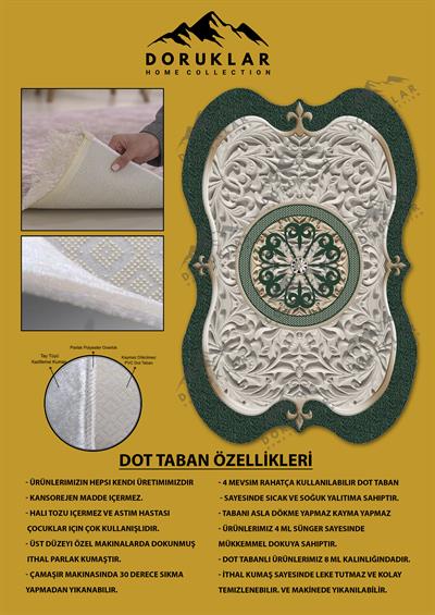 Kaymaz Taban Yıkanabilir Dijital Baskı Dekoratif Modern Desenli Elegance Serisi Lazer Kesim Dot Taban Halı ELG14