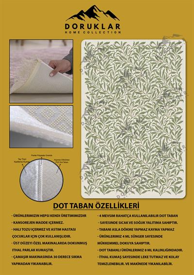 Kaymaz Taban Yıkanabilir Dijital Baskı Dekoratif Modern Desenli Dora Serisi Dot Taban Halı DR07