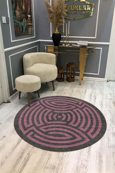 Kaymaz Taban Yıkanabilir Dijital Baskı Dekoratif Modern Desenli Maze Serisi Dot Taban Halı MZ10