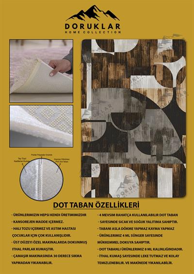 Kaymaz Taban Yıkanabilir Dijital Baskı Dekoratif Modern Desenli Dot Taban Halı