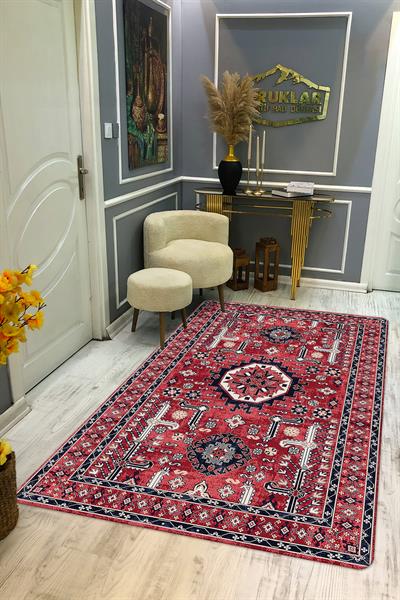 Kaymaz Taban Yıkanabilir Dijital Baskı Dekoratif Modern Desenli Dot Taban Halı Nova Serisi NV07