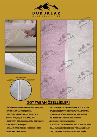Kaymaz Taban Yıkanabilir Dijital Baskı Dekoratif Modern Desenli Dot Taban Halı Nova Serisi NV06