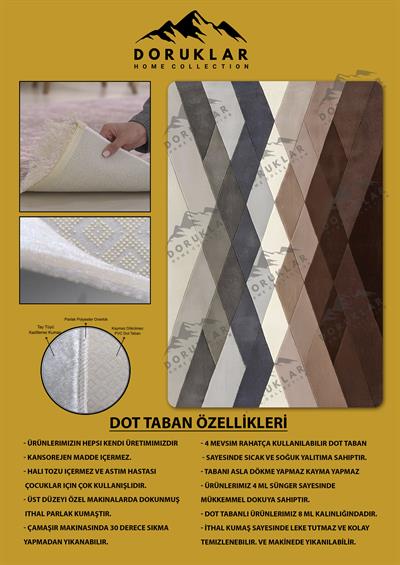Kaymaz Taban Yıkanabilir Dijital Baskı Dekoratif Modern Desenli Dot Taban Halı Nes V2 Serisi NES007