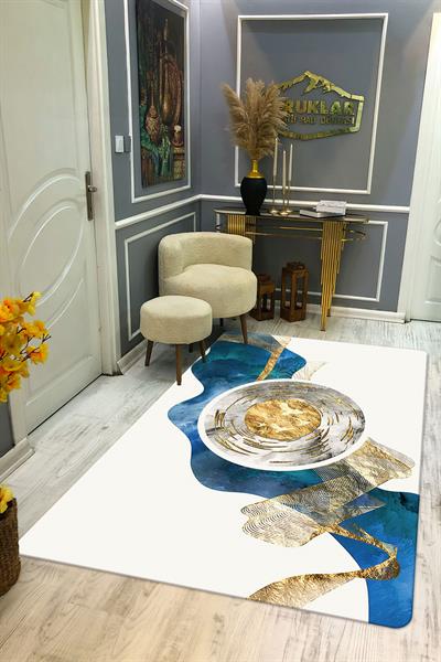 Kaymaz Taban Yıkanabilir Dijital Baskı Dekoratif Modern Desenli Dot Taban Halı Soft  Serisi SFT38