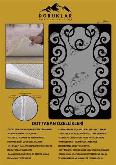 Kaymaz Taban Yıkanabilir Dijital Baskı Dairesel Desenli Halı