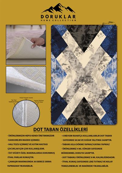 Kaymaz Taban Yıkanabilir Dijital Baskı Modern Desenli Halı