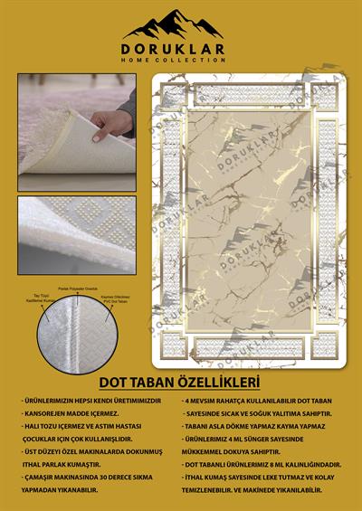 Kaymaz Taban Yıkanabilir Dijital Baskı Dekoratif Modern Desenli Dot Taban Halı Nova Serisi NV34