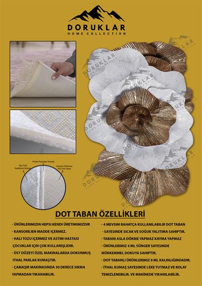 Kaymaz Taban Yıkanabilir Dijital Baskı Dekoratif Modern Desenli Elegance Serisi Lazer Kesim Dot Taban Halı ELG84