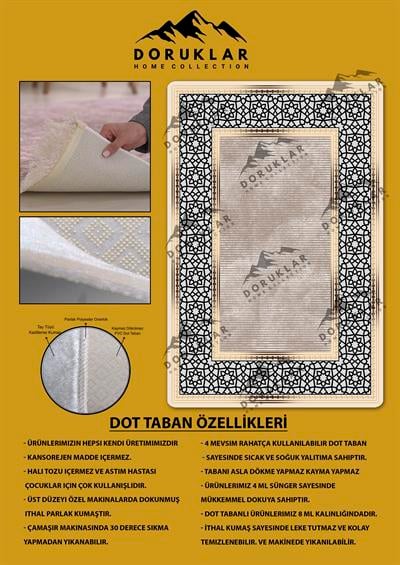 Kaymaz Taban Yıkanabilir Dijital Baskı Çerçeveli Örüntü Desenli Halı
