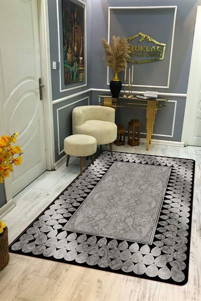 Kaymaz Taban Yıkanabilir Dijital Baskı Damlacık Desenli Halı